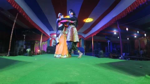 Folk Artists Dance Performing As Shiv Parvati On Indian Festival Stock Footage 168751455