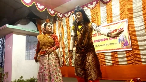 Folk Artists Dance Performing As Shiv Parvati On Indian Festival Stock-Footage 170102164