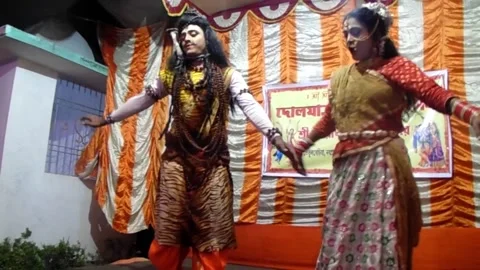 Folk Artists Dance Performing As Shiv Parvati On Indian Festival Stock-Footage 170102441