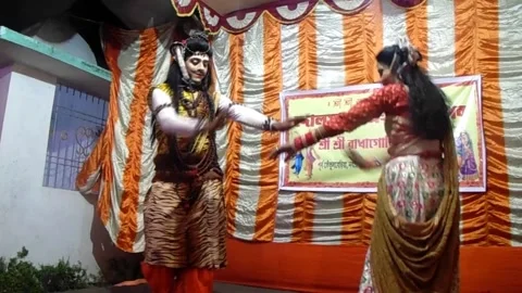Folk Artists Dance Performing As Shiv Parvati On Indian Festival Stock-Footage 170102724
