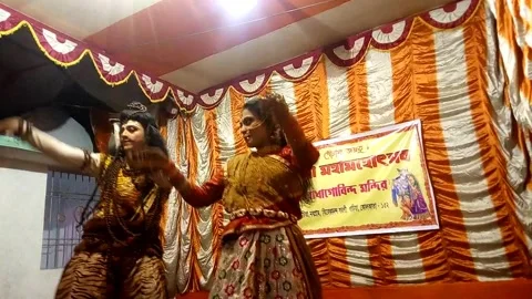 Folk Artists Dance Performing As Shiv Parvati On Indian Festival Stock Footage 170807106