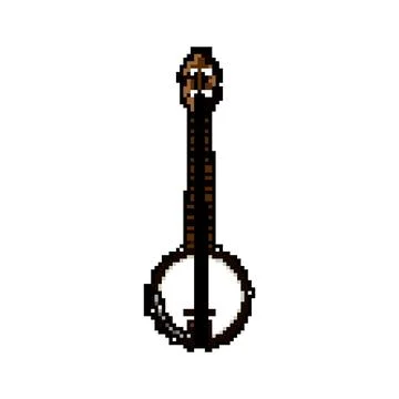 Folk banjo pixel art vector illustration 스톡 일러스트