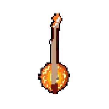 Folk banjo pixel art vector illustration 스톡 일러스트