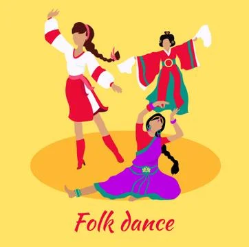 Folk Dance Concept Flat Design Stock Illustration