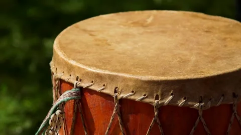 Folk Drums with Leather Membrane Stock Footage 257973492