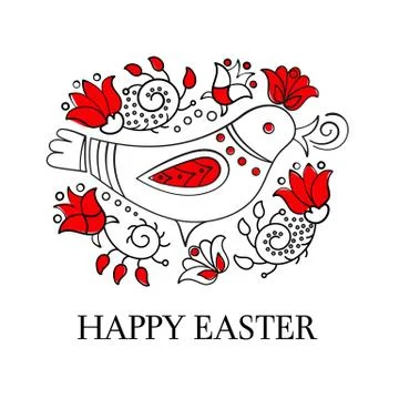 FOLK EASTER Ethnic Doodle Bird Ornament Vector Illustration Set Stock Illustration