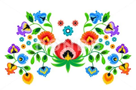 Polish folk embroidery with flowers pattern Vector Image