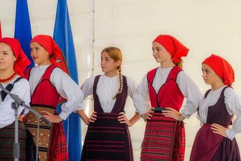 Folk ensemble performing at a Jesen u Lici fair in Gospic, Croatia Stock Photos