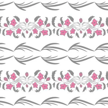 Folk floral abstract seamless pattern fantasy flowers Stock Illustration