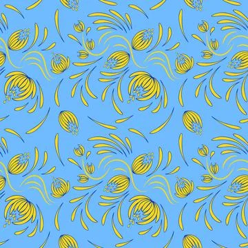 Folk floral pattern. Abstract flowers print. seamless pattern Stock Illustration