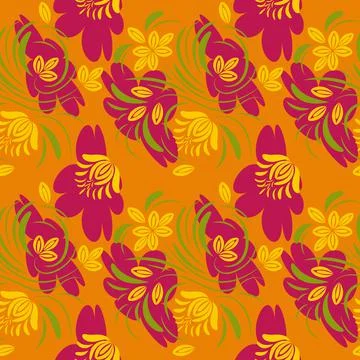 Folk floral pattern. Abstract flowers print. seamless pattern Stock Illustration