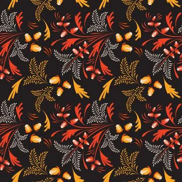 Folk floral pattern. Abstract flowers surface design. Seamless pattern Stock Illustration