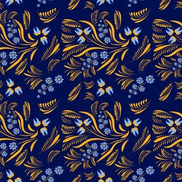 Folk floral pattern. Flowers abstract surface design. Seamless pattern Stock Illustration
