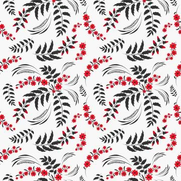 Folk floral pattern. Flowers abstract surface design. Seamless pattern Stock Illustration