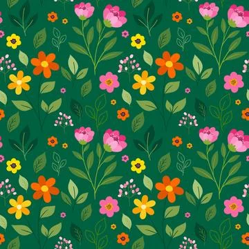 Folk floral seamless pattern. Cute romantic wildflowers pattern Stock Illustration