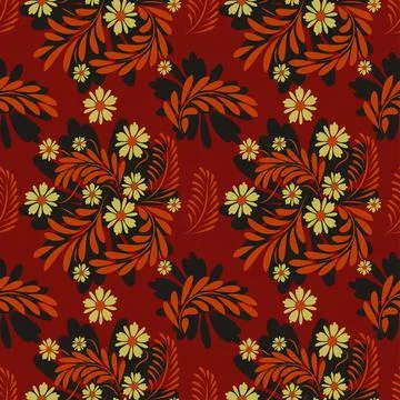 Folk flowers pattern Floral surface design Seamless pattern Stock Illustration