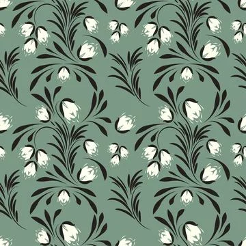 Folk flowers pattern Floral surface design Seamless pattern Stock Illustration