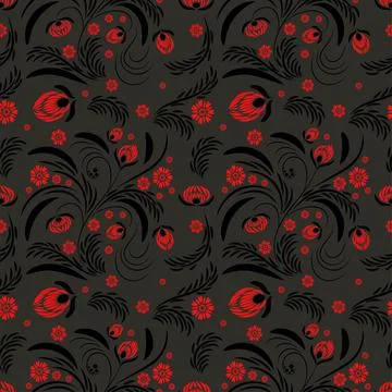 Folk flowers pattern Floral surface design Seamless pattern Stock Illustration