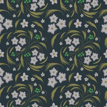 Folk flowers pattern Floral surface design Seamless pattern Stock Illustration