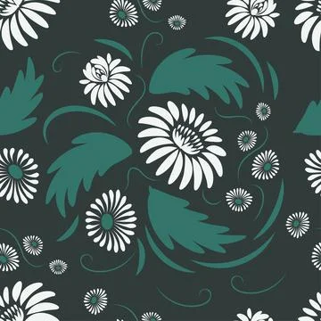 Folk flowers pattern Floral surface design Seamless pattern Stock Illustration