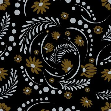 Folk flowers pattern Floral surface design Seamless pattern Stock Illustration