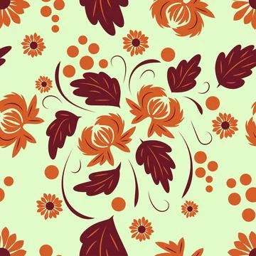 Folk flowers pattern Floral surface design Seamless pattern Stock Illustration
