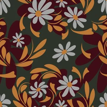 Folk flowers pattern Floral surface design Seamless pattern Stock Illustration
