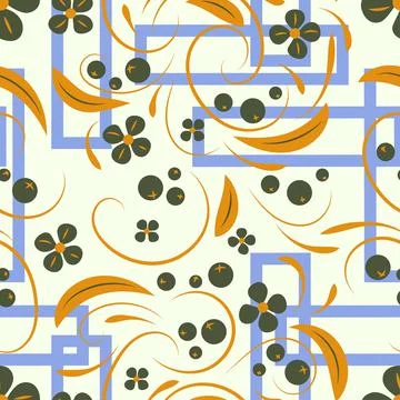 Folk flowers pattern Floral surface design Seamless pattern Illustrazione stock