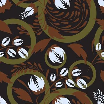 Folk flowers pattern Floral surface design Seamless pattern Stock Illustration