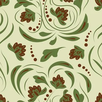 Folk flowers pattern Floral surface design Seamless pattern Stock Illustration