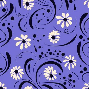 Folk flowers pattern Floral surface design Seamless pattern Stock Illustration