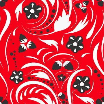 Folk flowers pattern Floral surface design Seamless pattern Stock Illustration