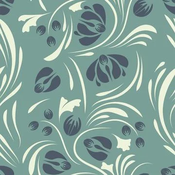 Folk flowers pattern Floral surface design Seamless pattern Stock Illustration