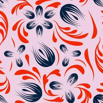Folk flowers pattern Floral surface design Seamless pattern Stock Illustration