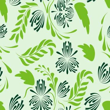 Folk flowers pattern Floral surface design Seamless pattern Stock Illustration