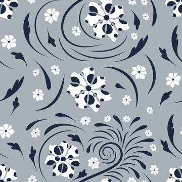 Folk flowers pattern Floral surface design Seamless pattern Stock Illustration
