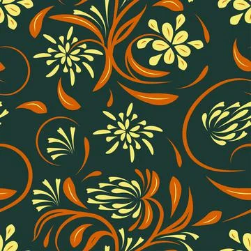 Folk flowers pattern Floral surface design Seamless pattern Stock Illustration