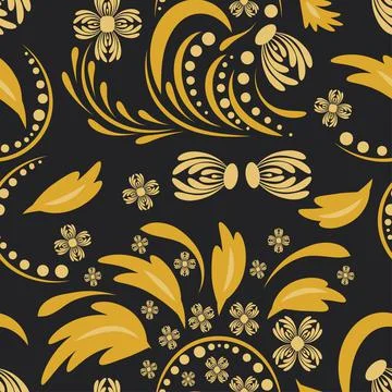 Folk flowers pattern Floral surface design Seamless pattern Stock Illustration