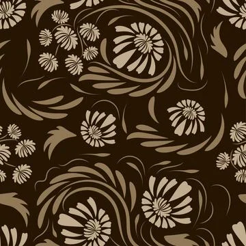 Folk flowers pattern Floral surface design Seamless pattern Stock Illustration