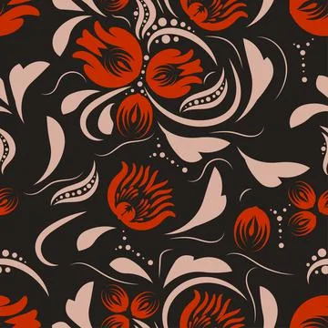 Folk flowers pattern Floral surface design Seamless pattern Stock Illustration