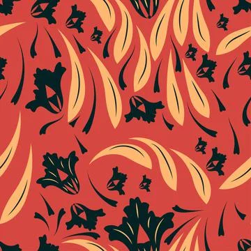 Folk flowers pattern Floral surface design Seamless pattern Stock Illustration