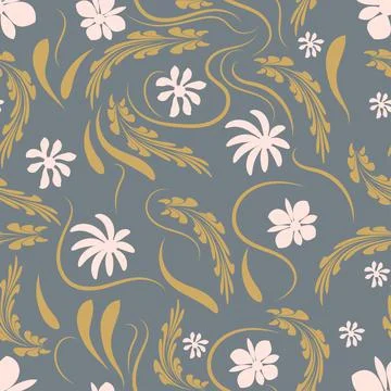 Folk flowers pattern Floral surface design Seamless pattern Stock Illustration