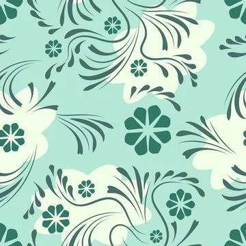 Folk flowers pattern Floral surface design Seamless pattern Stock Illustration