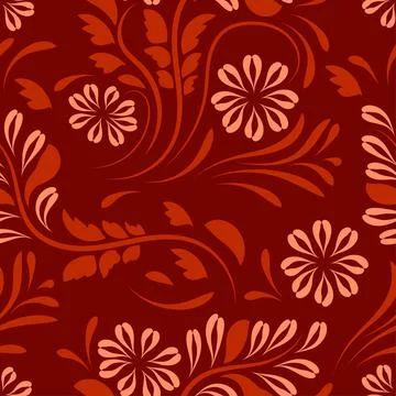 Folk flowers pattern Floral surface design Seamless pattern Stock Illustration