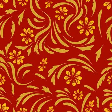 Folk flowers pattern Floral surface design Seamless pattern Stock Illustration