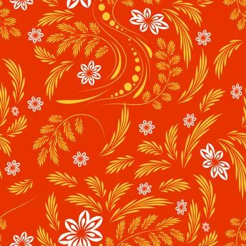 Folk flowers pattern Floral surface design Seamless pattern Stock Illustration