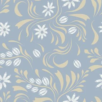 Folk flowers pattern Floral surface design Seamless pattern Stock Illustration