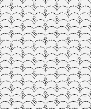 Folk geometric seamless pattern. Hand drawn black graphic design, nature Stock Illustration