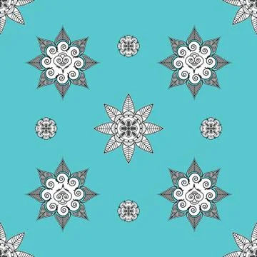 Folk inspired turquoise wallaper Stock Illustration