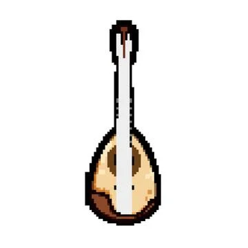 Folk mandolin pixel art vector illustration 스톡 일러스트